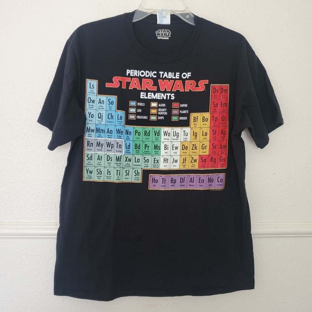 Star Wars Periodic Table of Elements T-Shirt Black Size Large Port & Company